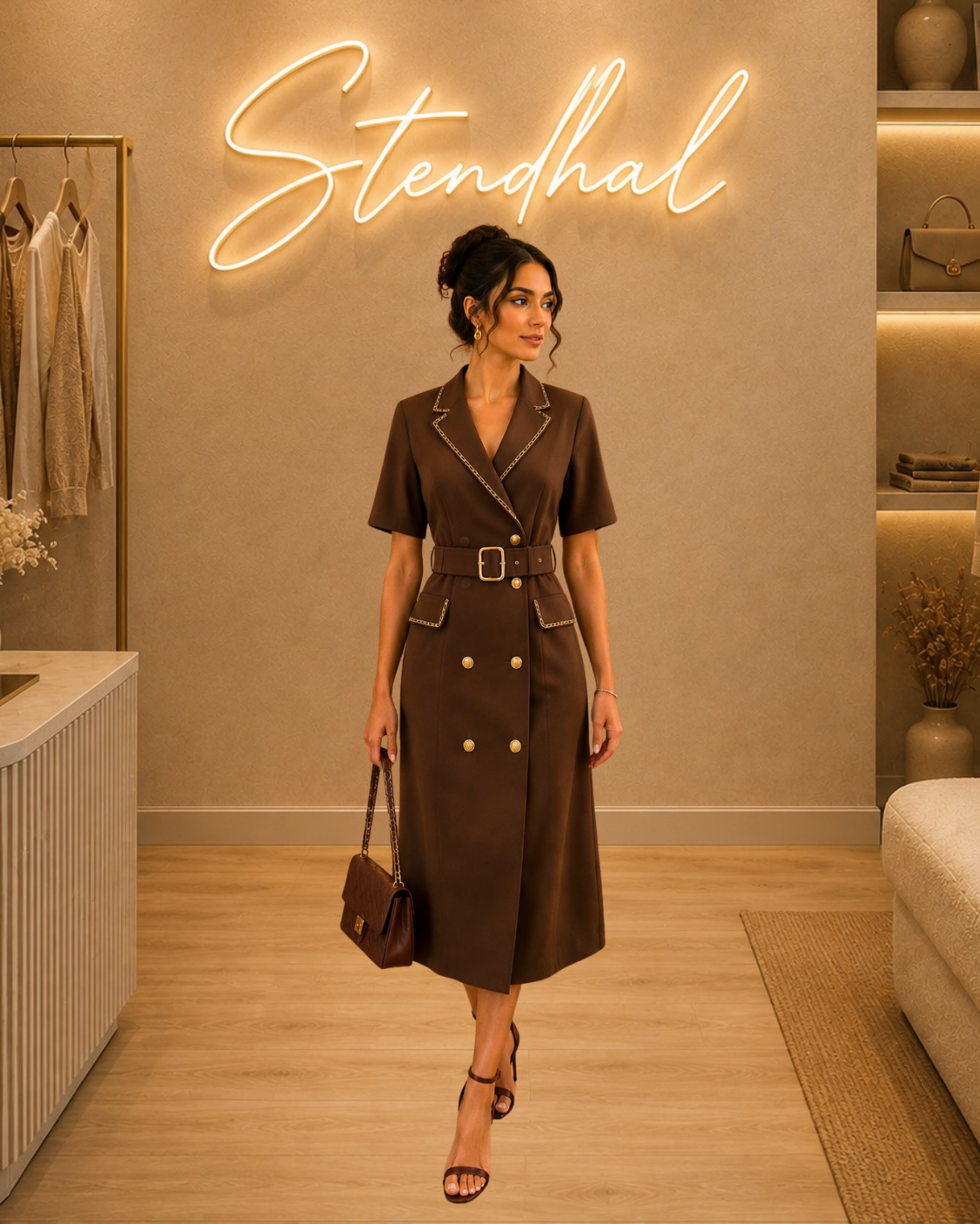 Robe tailleur ceinturée