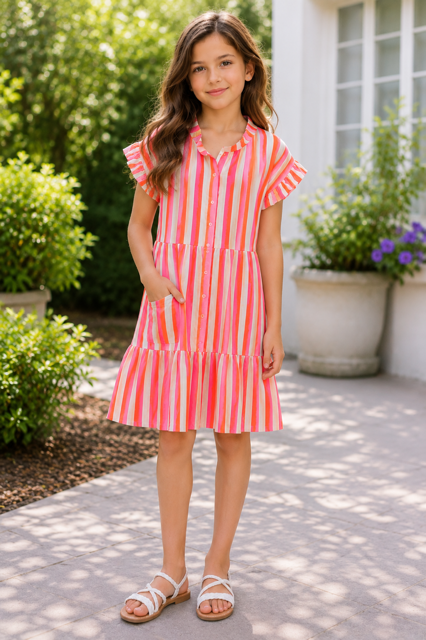 Robe rayée multicolore