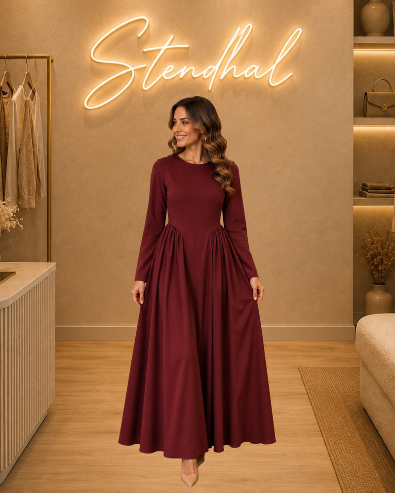 Robe manche longue nouée au dos