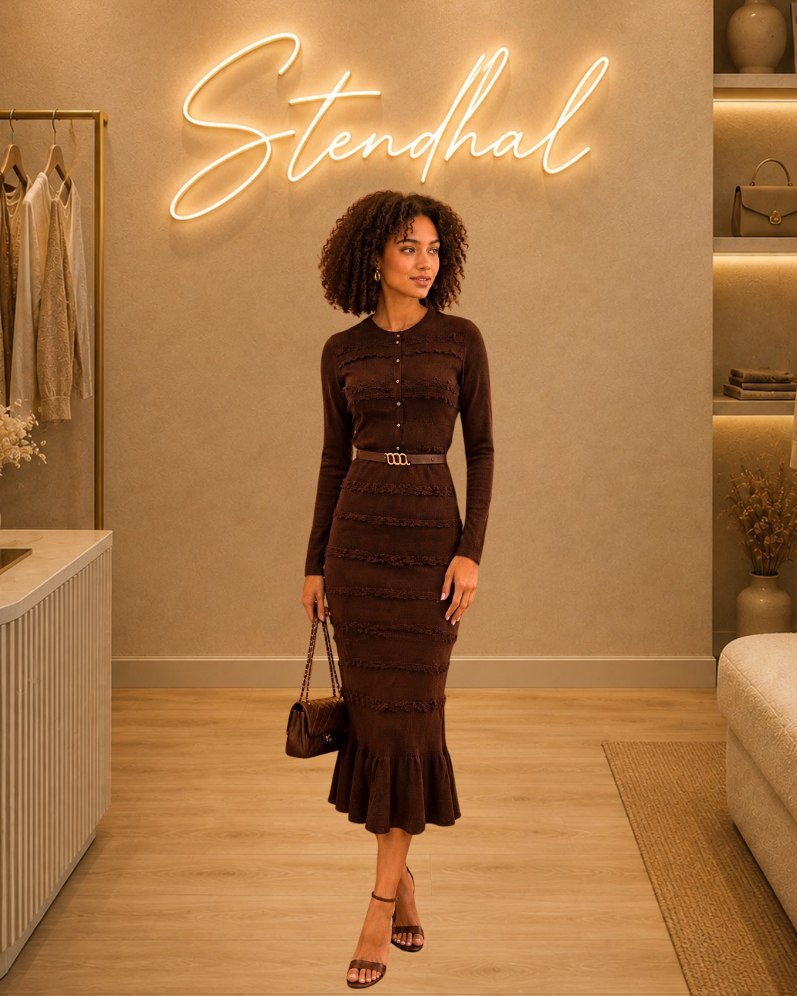Robe en maille ceinturée