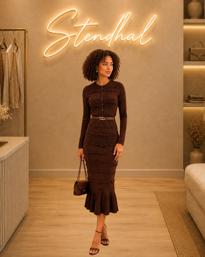 Robe en maille ceinturée