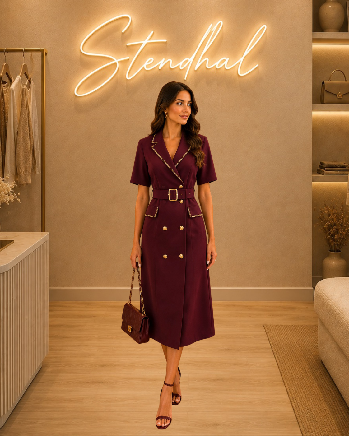 Robe tailleur ceinturée