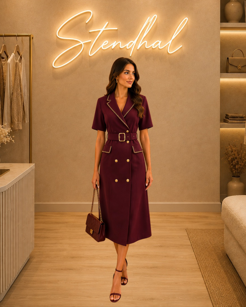 Robe tailleur ceinturée