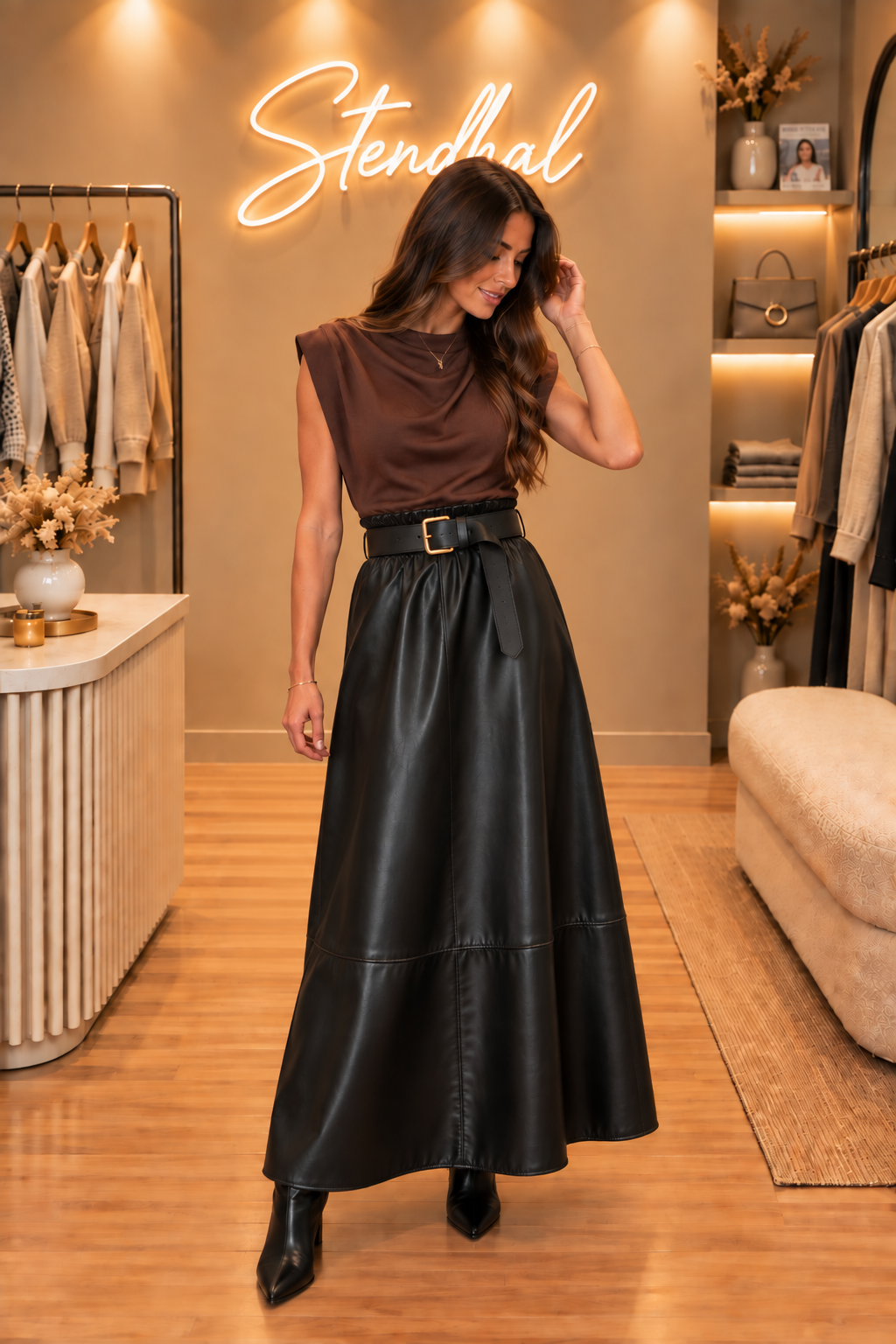 Jupe simili avec ceinture