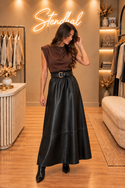 Jupe simili avec ceinture