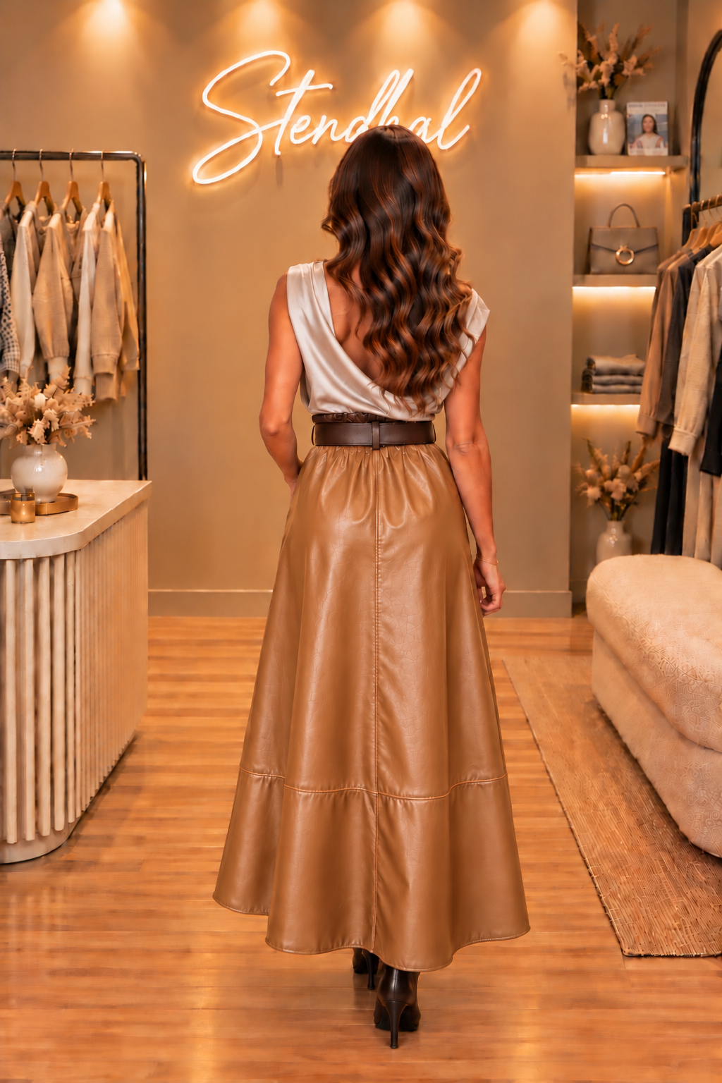 Jupe simili avec ceinture